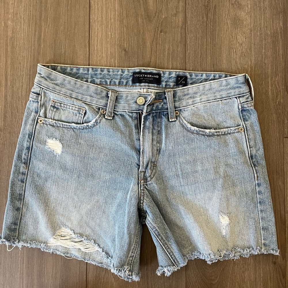 Lucky Brand Women's Light Blue Distressed Jean Shorts